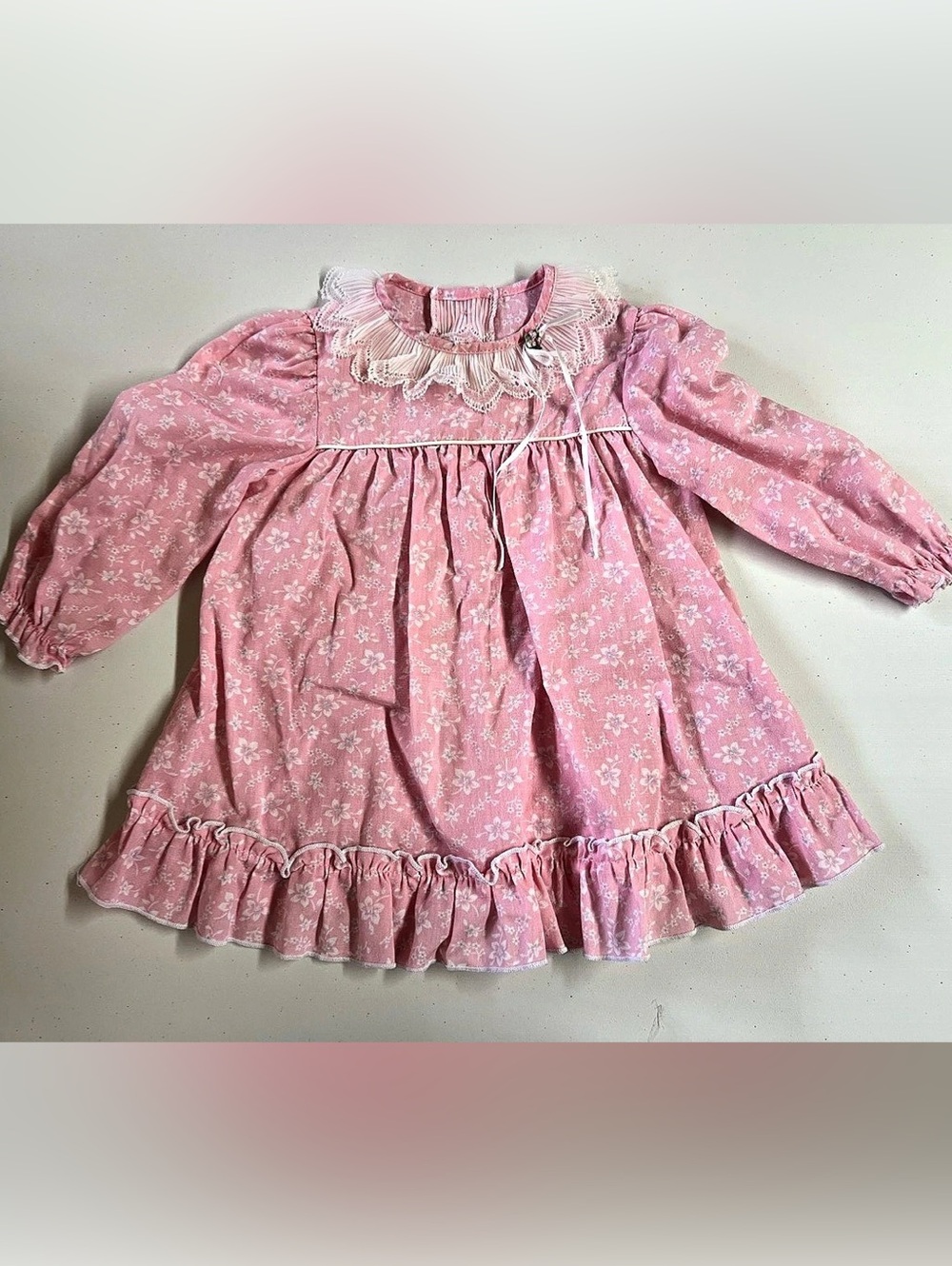 Vintage Lighting Bug Girls 25M Pink Floral Lace Dress
